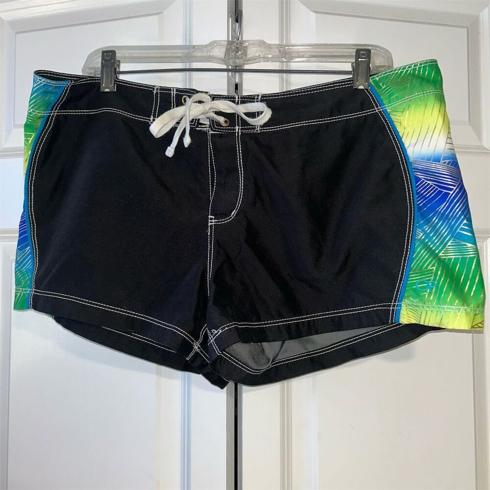 OP Women's Board Shorts Black Multicolor Side Panels